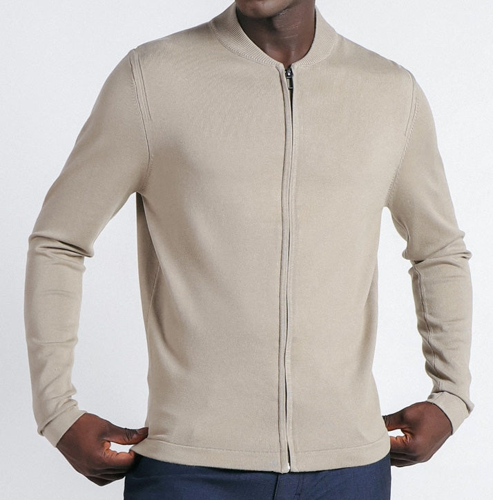 Detaljbild beige zip-kofta