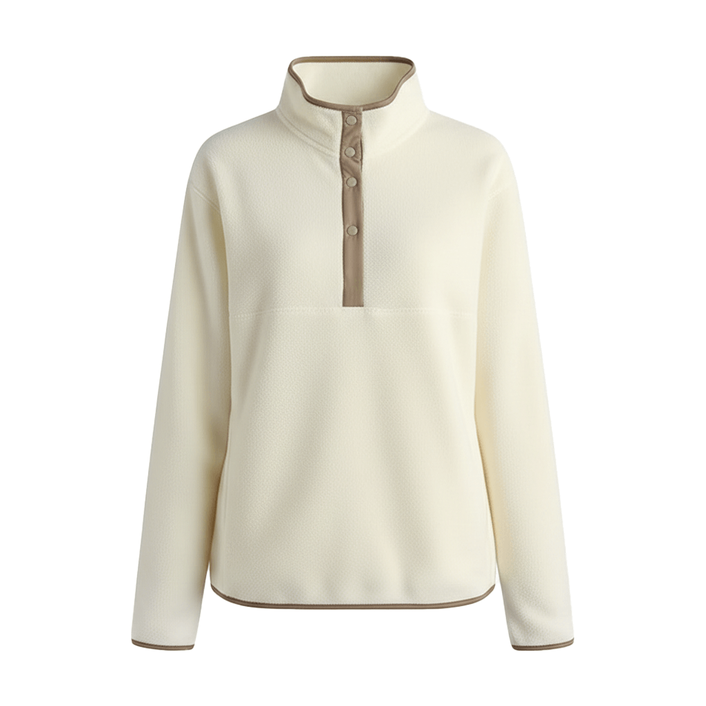 Vit Fleecetröja med knappar