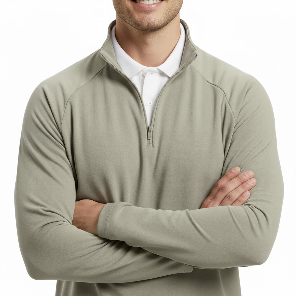 Närbild på grön ziptröja