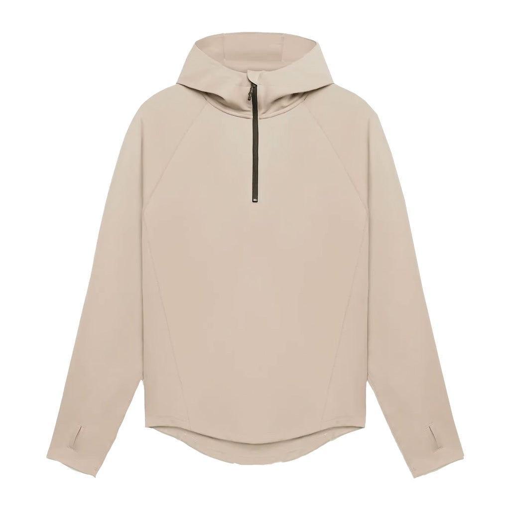 Produktbild framifrån på en beige ziphoodie från wearly